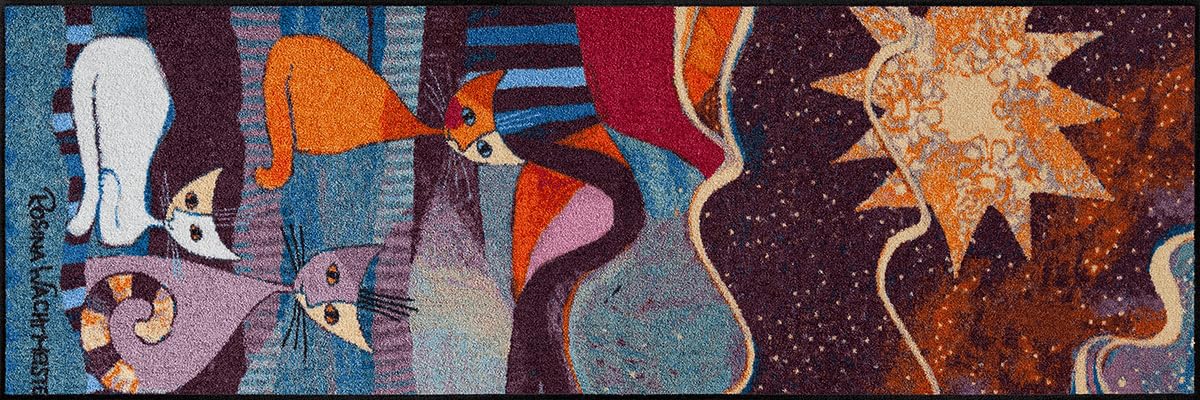 Salonloewe Rosina Wachtmeister Fußmatte Lifestyle Le Onde 60x180 cm Flur-Läufer Wohn-Teppich Katzen bunt Designer