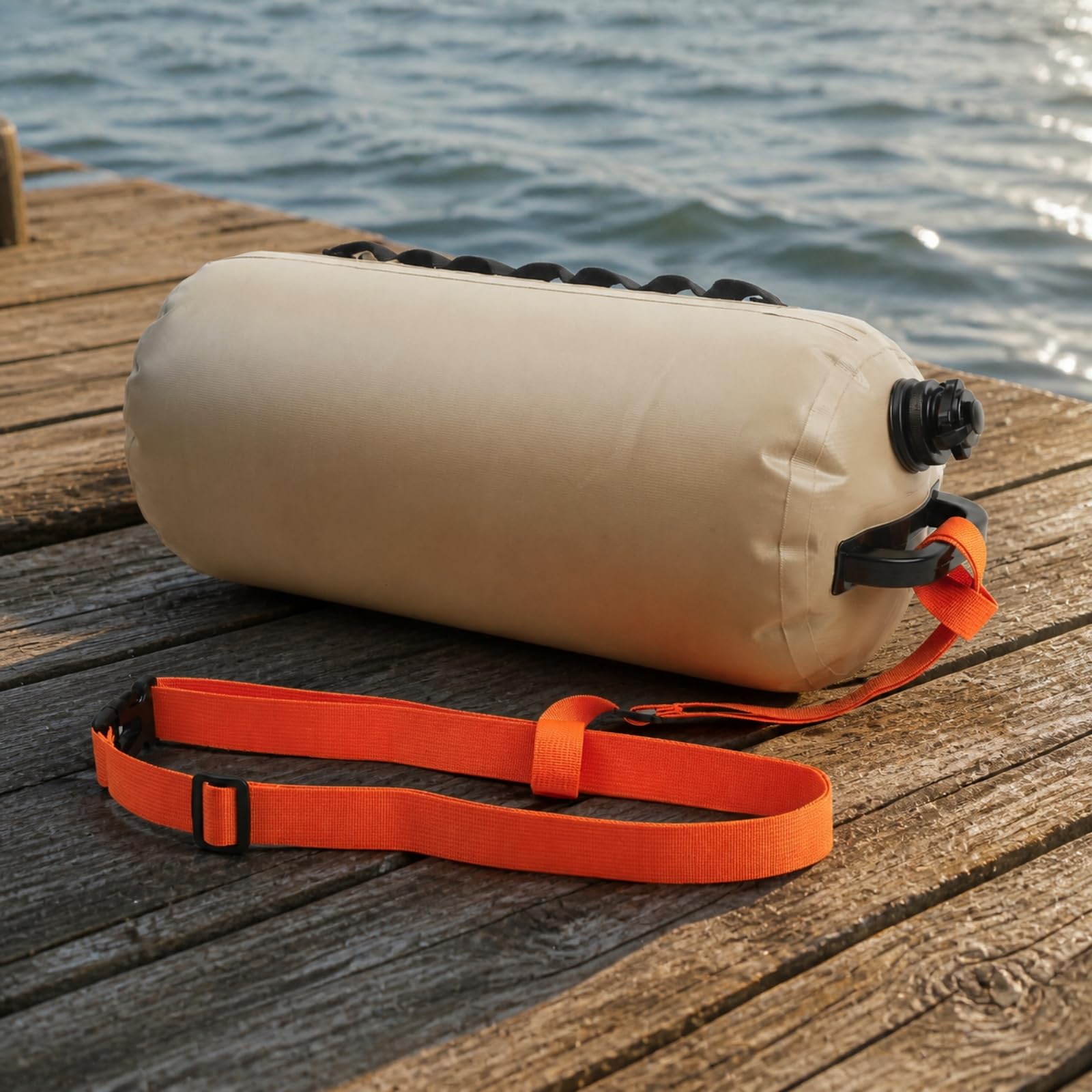 Milageto Bolsa Agua Inflable con Asa Transporte Portátil Bolsa Agua con Correa Ajustable Resistente para Viajes en Vehículo, Almacenamiento Exterior