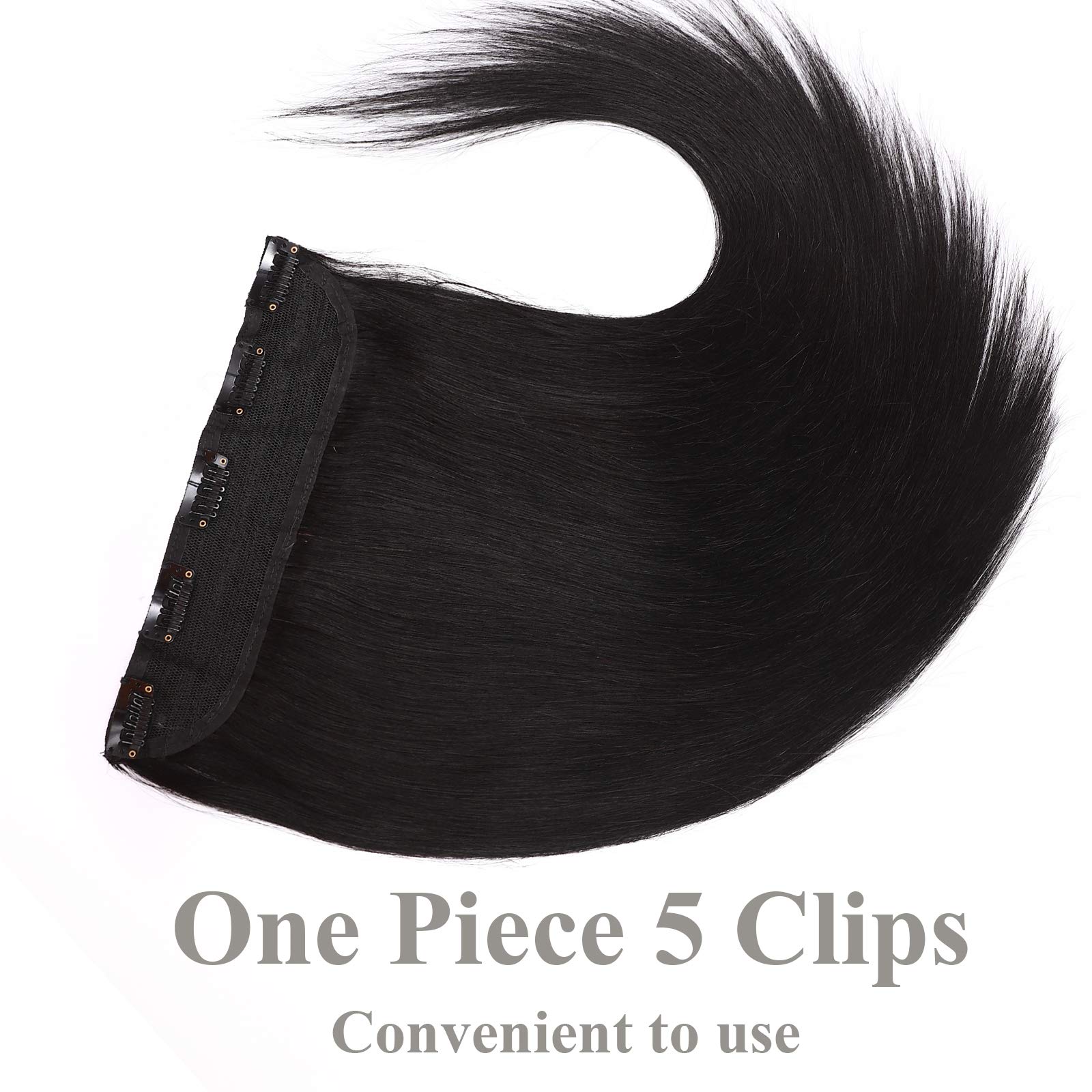 SEGO Extension Capelli Veri Clip Fascia Unica Folta 55cm 100g 100% Remy Human Hair Extensions Singole Larga #1 Jet Nero