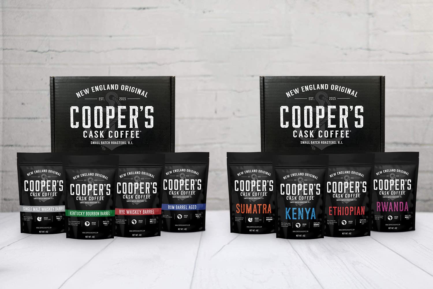 Bourbon Barrel Aged Box Set and Single Origin Box Set Whole Bean (32 Ounce)