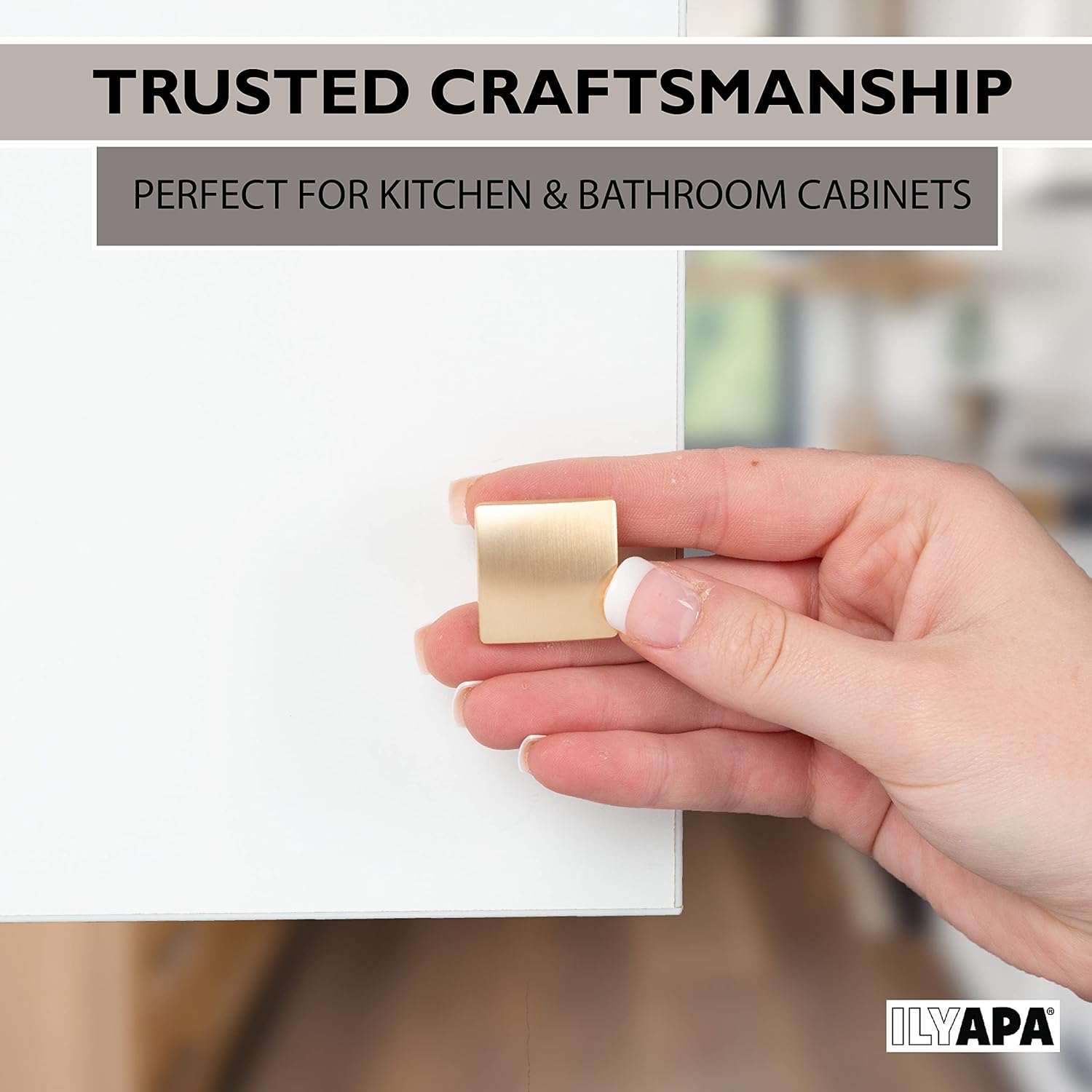 Ilyapa Rounded Square Cabinet Knob, Gold 25 Pack 1 inch Kitchen Cabinet Knob Drawer Pull Handle Hardware
