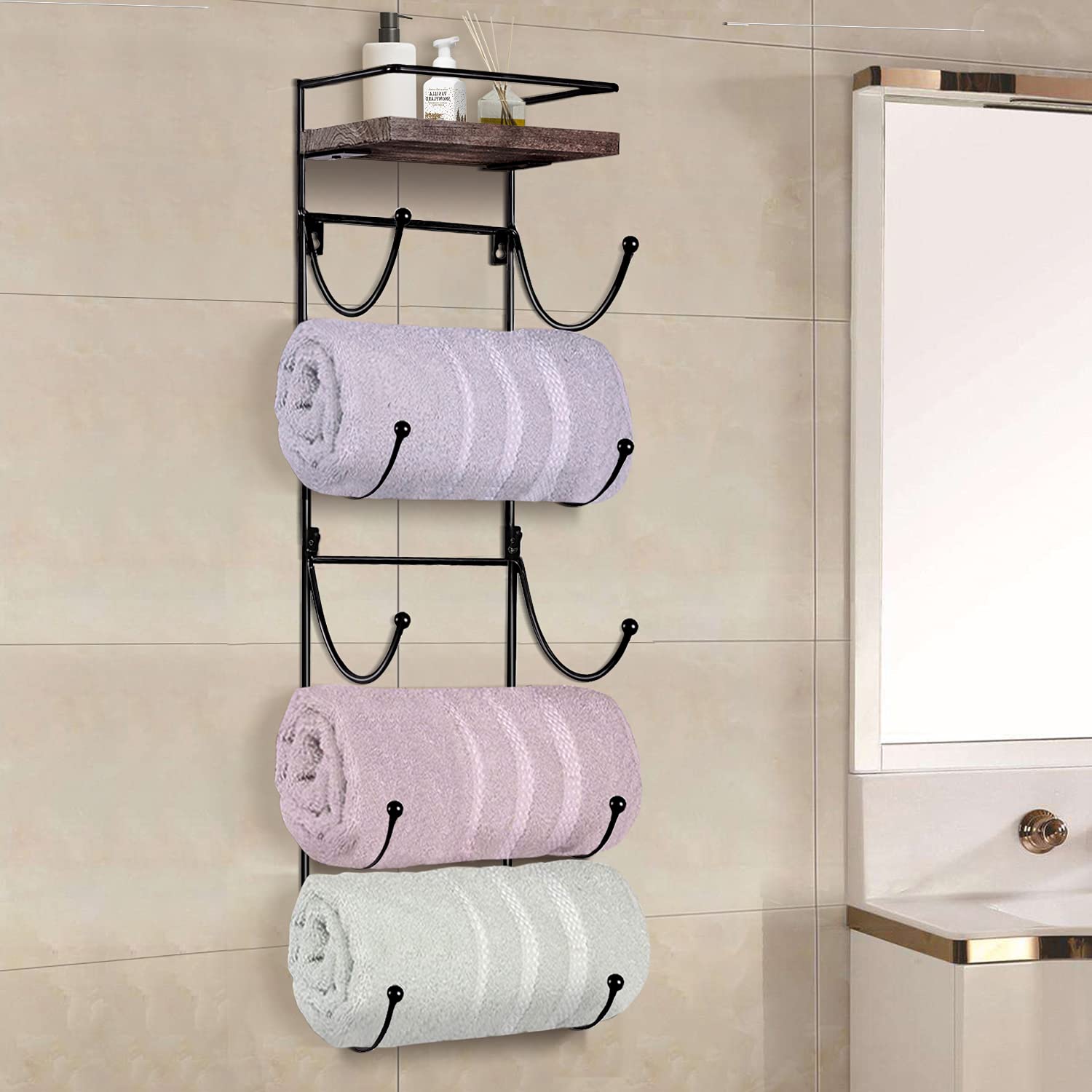 Badkamer Plank Doucheplank Met Handdoekstang Opbergrek Wit 30cm