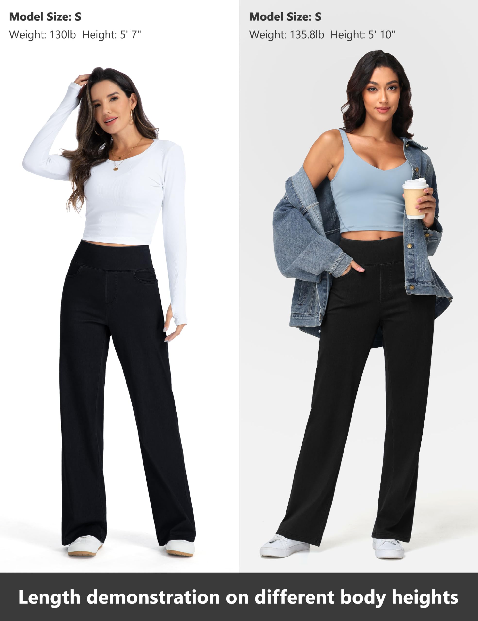 THE GYM PEOPLE Jeans Baggy Donna Vita Alta Stretch Gamba Larga Dritta