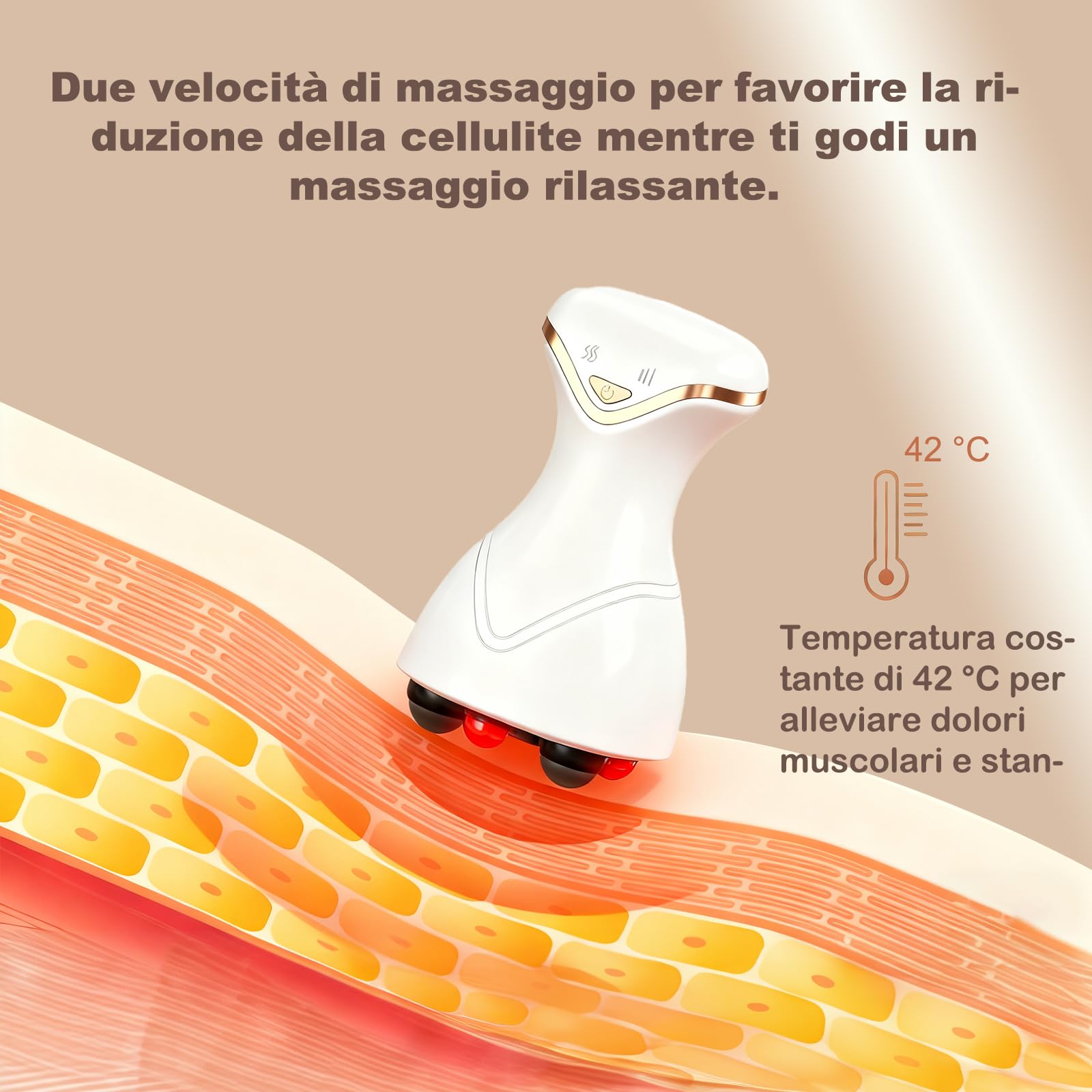 Massaggiatore Anticellulite, Massaggiatore Elettrico per Addome, Glutei, Gambe, Schiena, Favorisce L'aumento Circolazione Sanguigna, Luce Rossa e Perlinemagnetiche
