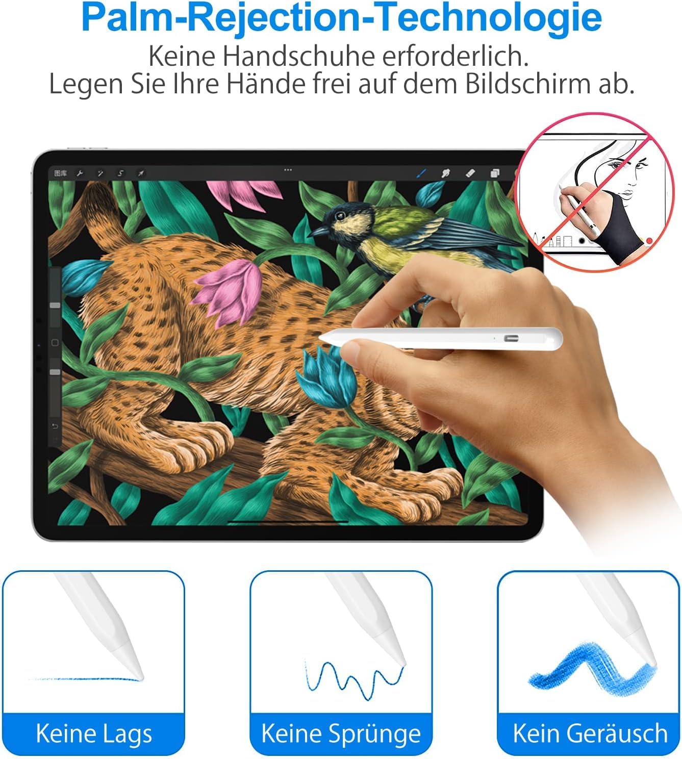 Penna Touch per iPad, Stylus Pencil Compatibile iPad 10/9/8/7/6 2018-2022, Mini 6/5, Air 4/3, Pro 11''/12.9'', 4 Punte di Sostituzione