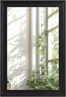 Black Wood Mirror for Bathroom,Rectangle Rustic 24 x 36 inch Vanity Mirr...