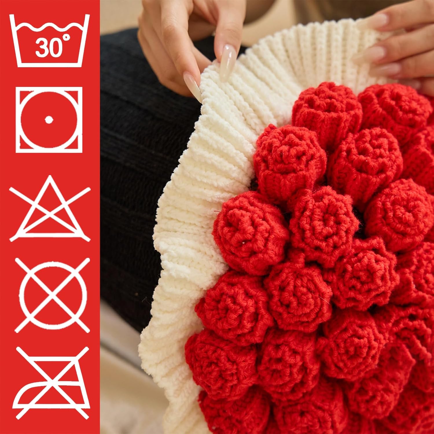 Home Decorative Flower Bouquet Pillow, a Fluffy and Plump Bouquet Gift Suitable for Mother's Day, Birthdays, and Valentine's Day (RED)