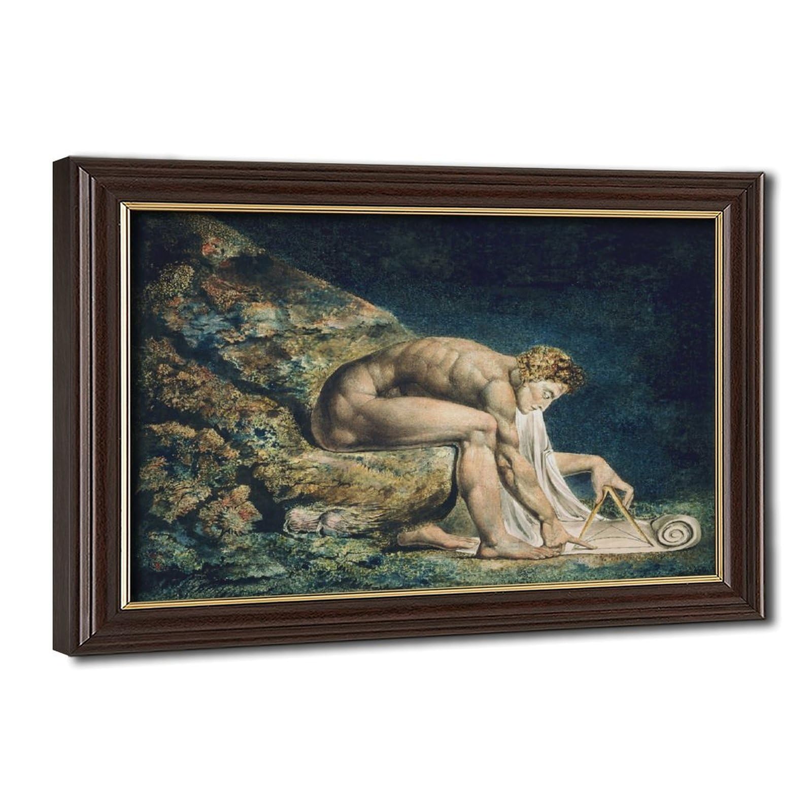 WCYB Isaac Newton - William Blake Posters Prints Canvas Deco Paintings Wall Art Hangable Frame 8" L X 12" W