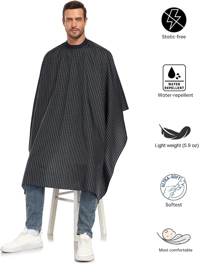 Capa de barbería con cuello de silicona suave, negra miniatura 3