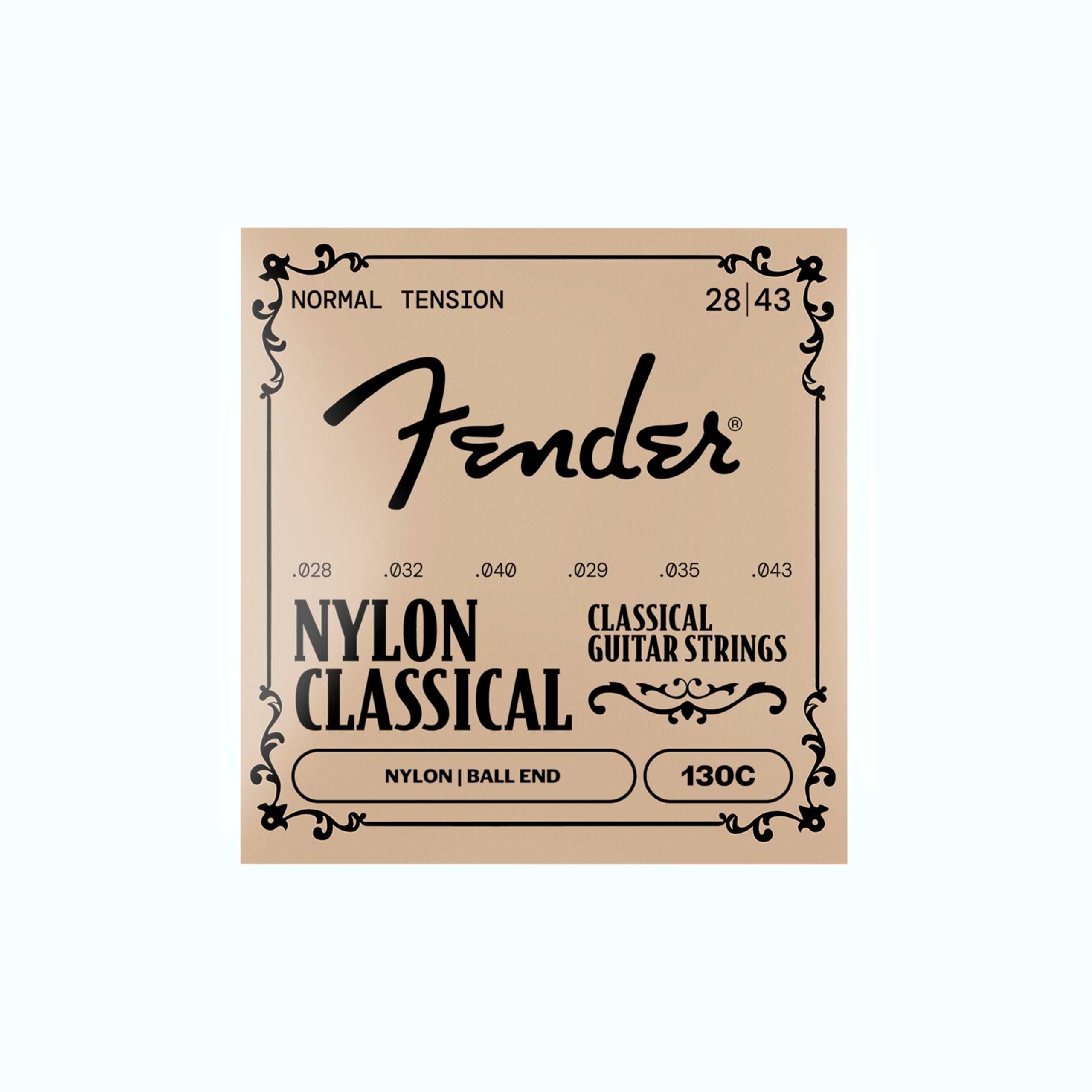 Fender .028 - .043 130 Nylon Ball End Medium Folk Guitar Strings