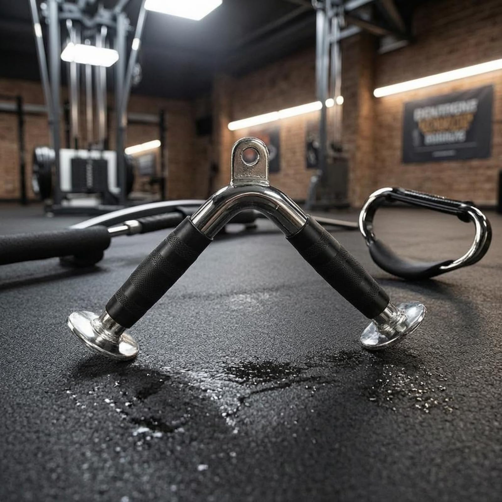 Baoblaze Empuñadura para Gimnasio Mango Asa Agarradera Compatible con Máquinas de Cables y Poleas Recubrimiento Antideslizante de , Barra De Tracción hacia Abajo Tipo D, Larga