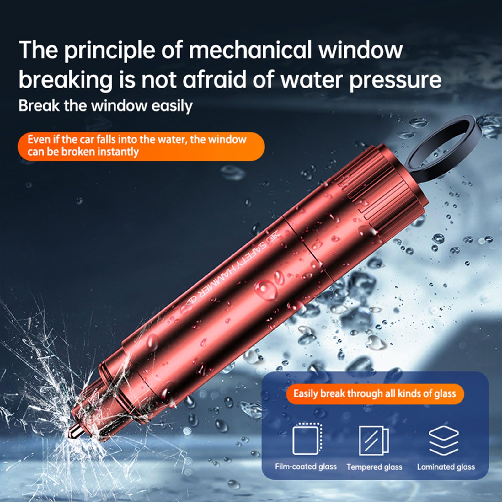 2x Auto Sicherheitshammer Mit Gurtschneider - Notfallwerkzeug Für Fenster & Gurte