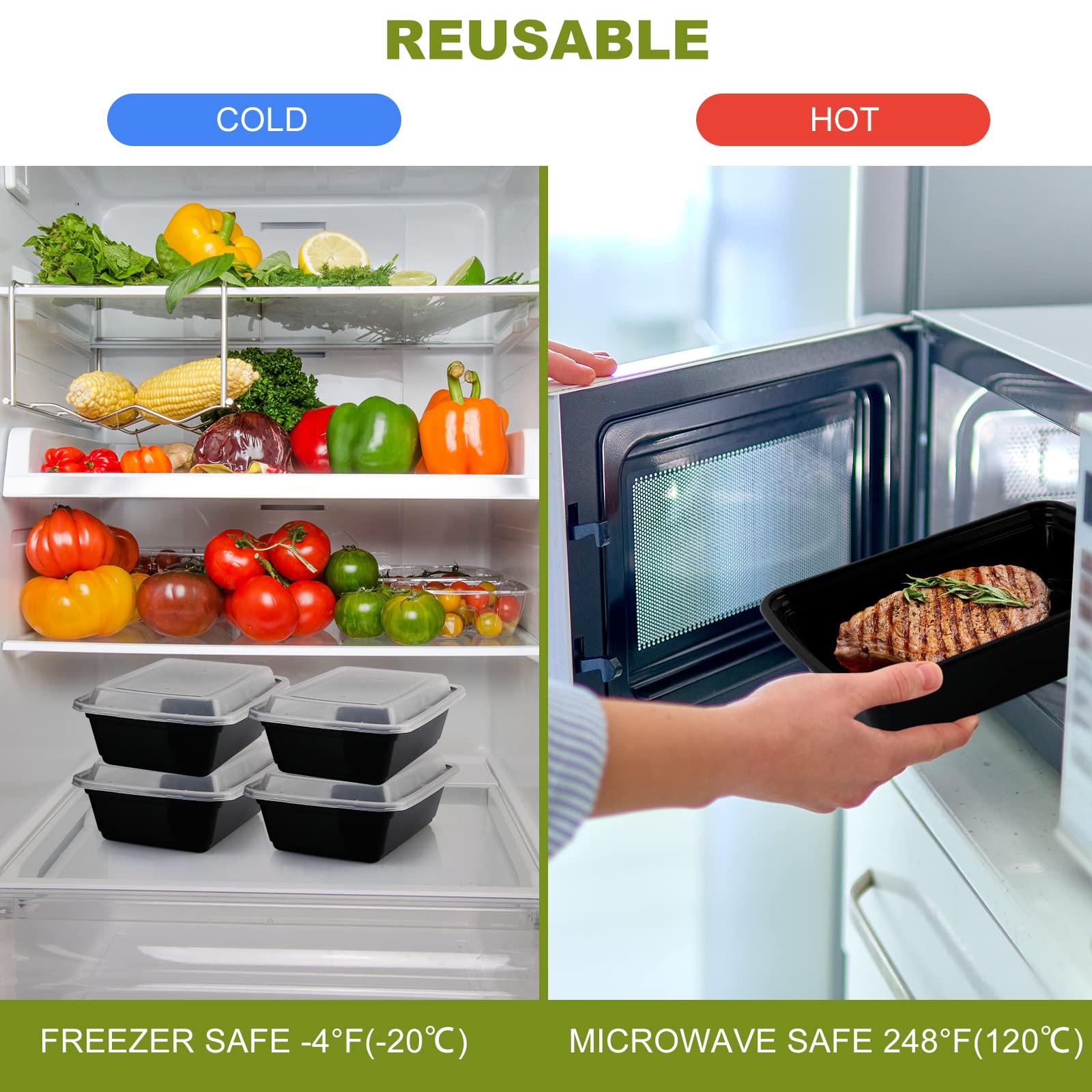 Meal Prep Containers, 10 Pack Food Storage Containers with Lids, Extra-thick Plastic Food Containers Reusable Food Prep Containers Stackable To Go Containers, 24oz, BPA Free, Microwave/Dishwasher Safe