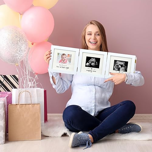 Miniatura 6 de Sonogram - Marco de fotos cuádruple para ultrasonido, 4 marcos de fotos plegables para recuerdos de embarazo, para anuncios de embarazo, primera vez