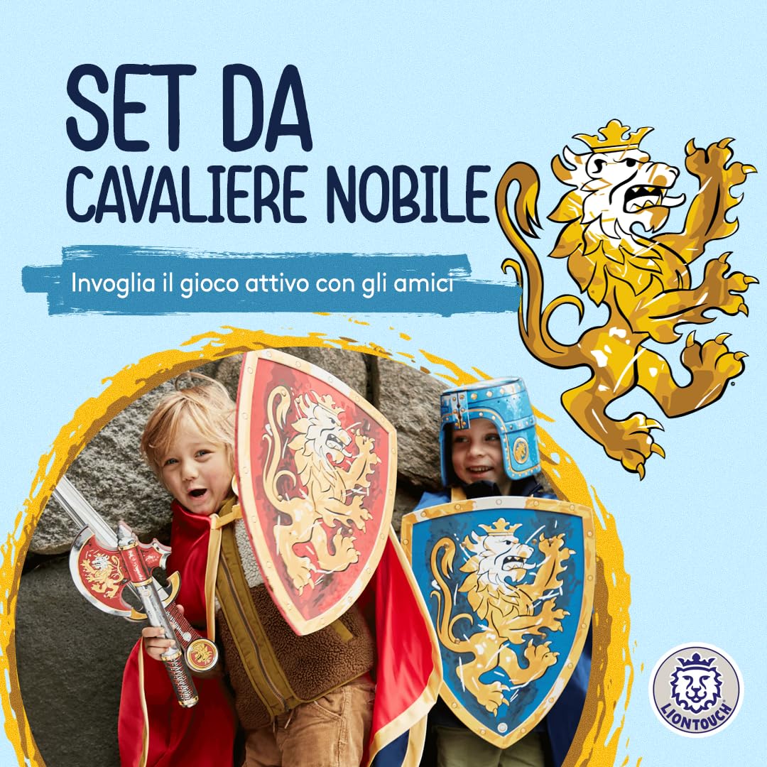 Liontouch - Spade Scudi ASCE da Cavaliere in Gommapiuma, Blu e Rosso | Set per Battaglie per Bambini, 3-8 Anni | Armi Medievali Giocattolo Sicure | Gioco di Ruolo |Travestimenti e Costumi per Bambini