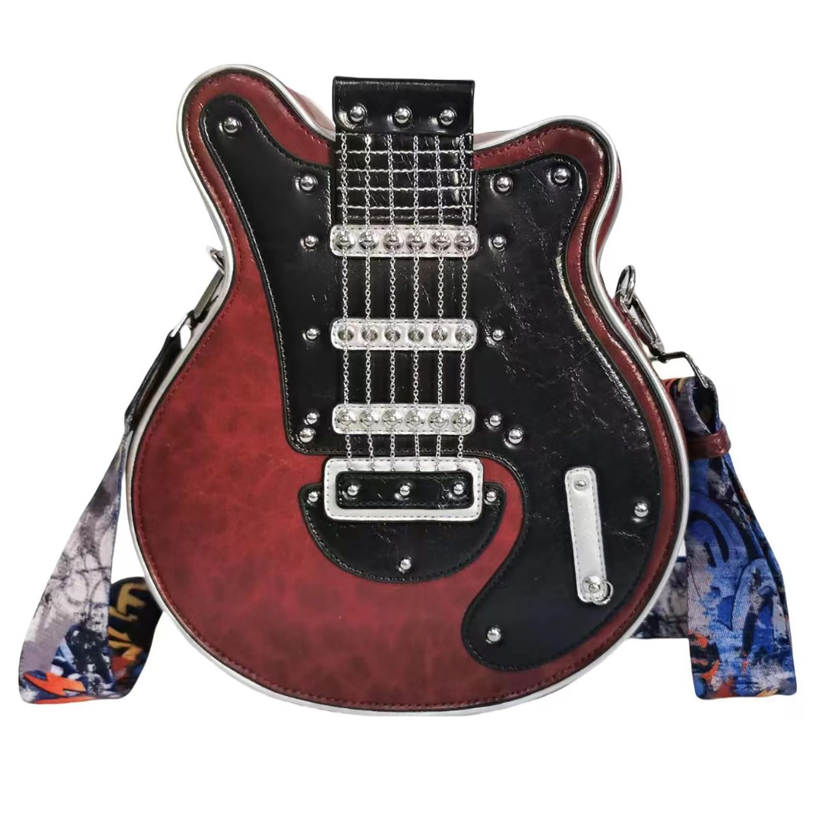 Men and Women PU Leather Unique Novelty Music Crossbody Shoulder Bag Guitar Purse