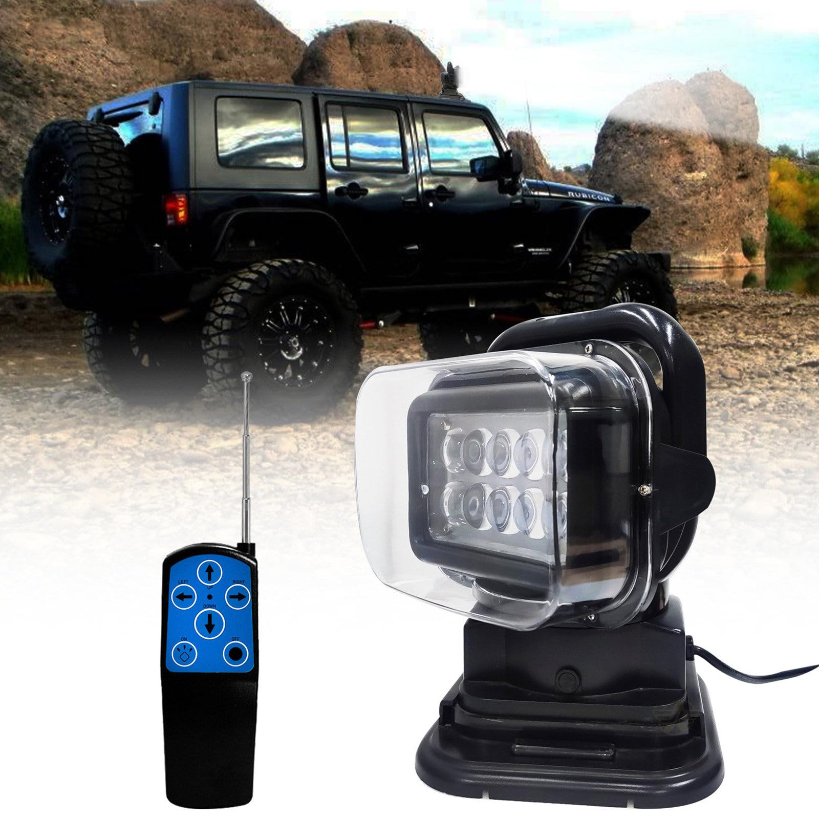 Reflektor pojazdu LED 50W Zdalnie sterowany reflektor automatycznie odbiera sygnały dla pojazdów terenowych, ciężarówek, motocykli, łodzi