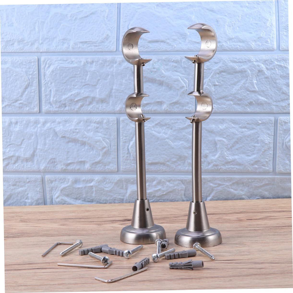 ULTECHNOVO Double Curtain Rod Bracket Holder 20mm/25mm Iron Curtain Pole Mounting Brackets Heavy Duty for Home and Office Easy Installation for Window Drapery
