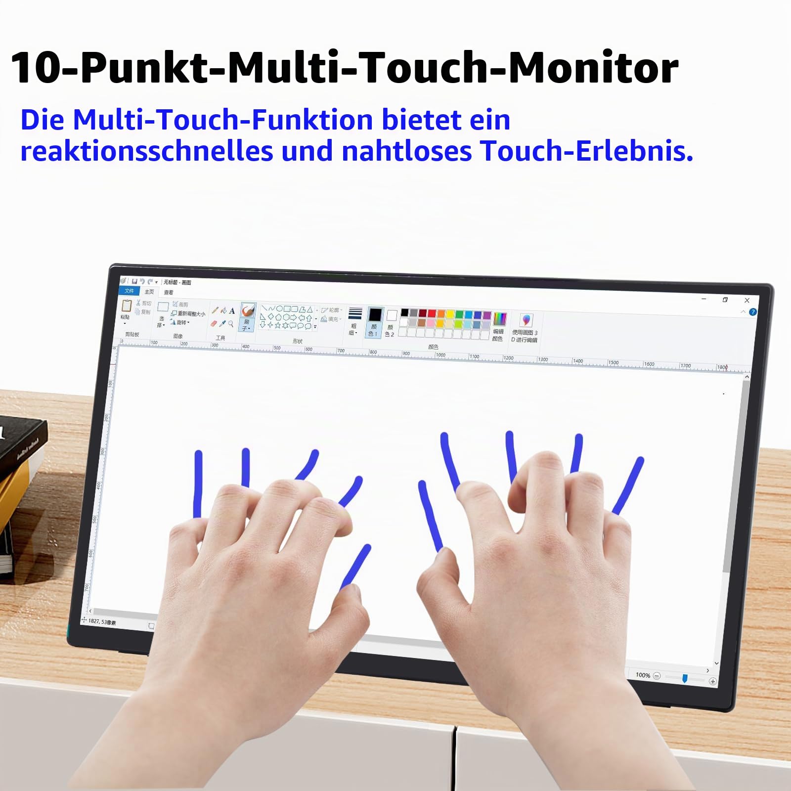 GeeekPi 18,5 Zoll tragbarer Monitor 1920 x 1080 IPS Touchscreen 120Hz 1080P Touch Display mit HDMI USB-C, eingebauten Lautsprechern, Ständer VESA für Xbox PS4/5 Laptop Mac PC