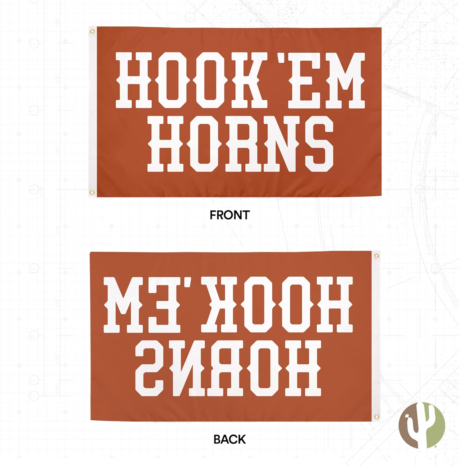 Desert Cactus University of Texas UT Flag - 3 x 5 Feet Longhorns Banner, Indoor/Outdoor Durable Fabric, 100% Polyester Design (Style 8) - Image 2