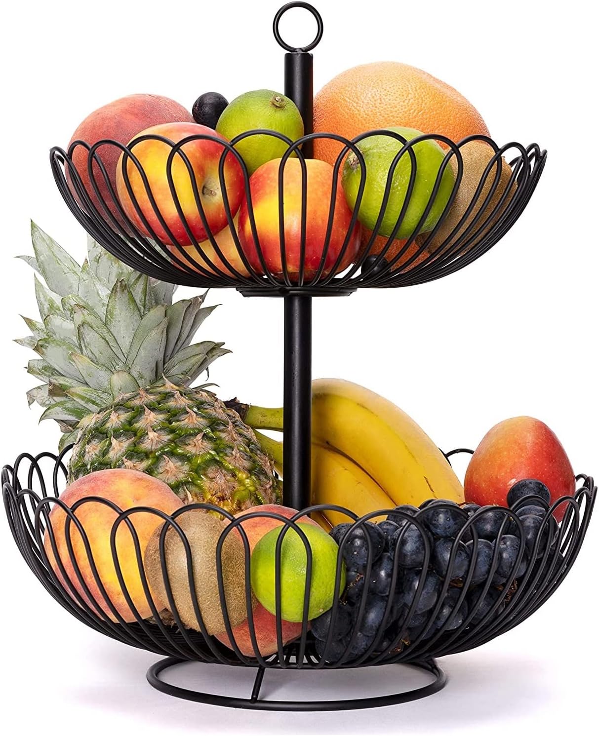 Chefarone® Fruit Cake Stand Large - Fruit Bowl 33 cm - Stylish Fruit Basket Cake Stand - Black with Fruit Bowls - Cake Stand Fruit XL