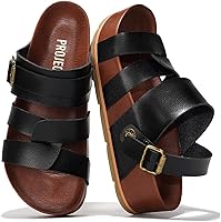 Project Cloud Women's Strappy Platform Wedge Sandals - Plush Soft Insole, Non-Slip Sole, Lightweight Vegan Leather (Proud)