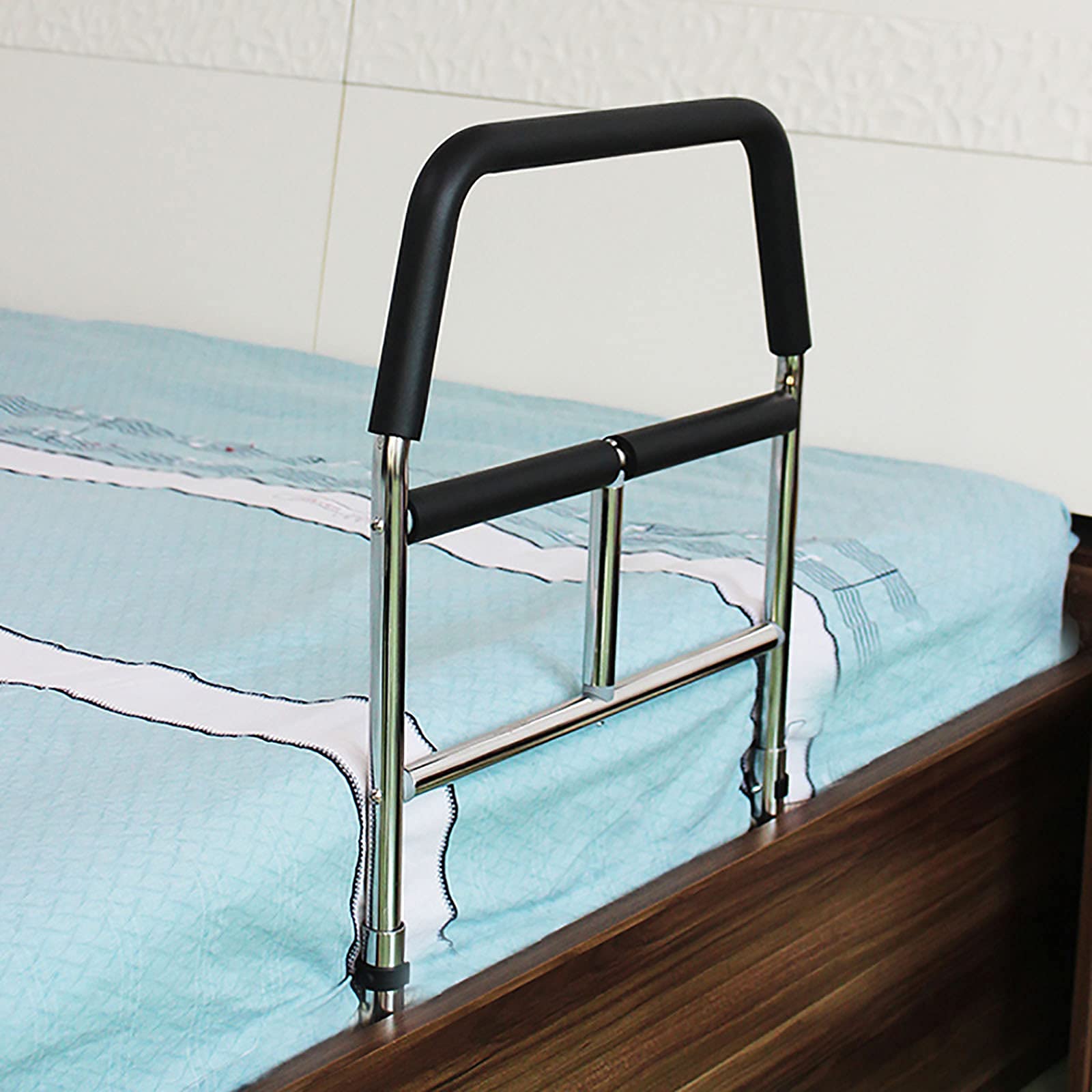 Sponda del Letto per Anziani, Corrimano in Acciaio Inossidabile di Altezza e Ispessimento, Corrimano del Comodino, Sponde del Letto di Sicurezza di Grado Ospedaliero per Anziani, Barra di Assistenza