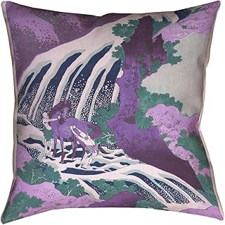 ArtVerse HOK062P1616G Horse & Waterfall in Purple Pillow, 16" x 16"