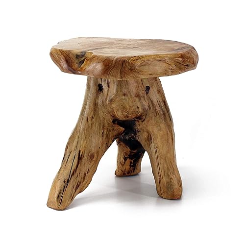 WELLAND Natural Cedar Stump Stool, 14" End Table, Live Edge Side Table, Plant Stand, Small Nightstand, Mushroom Stool for Living Room, Bedroom, Patio, Garden
