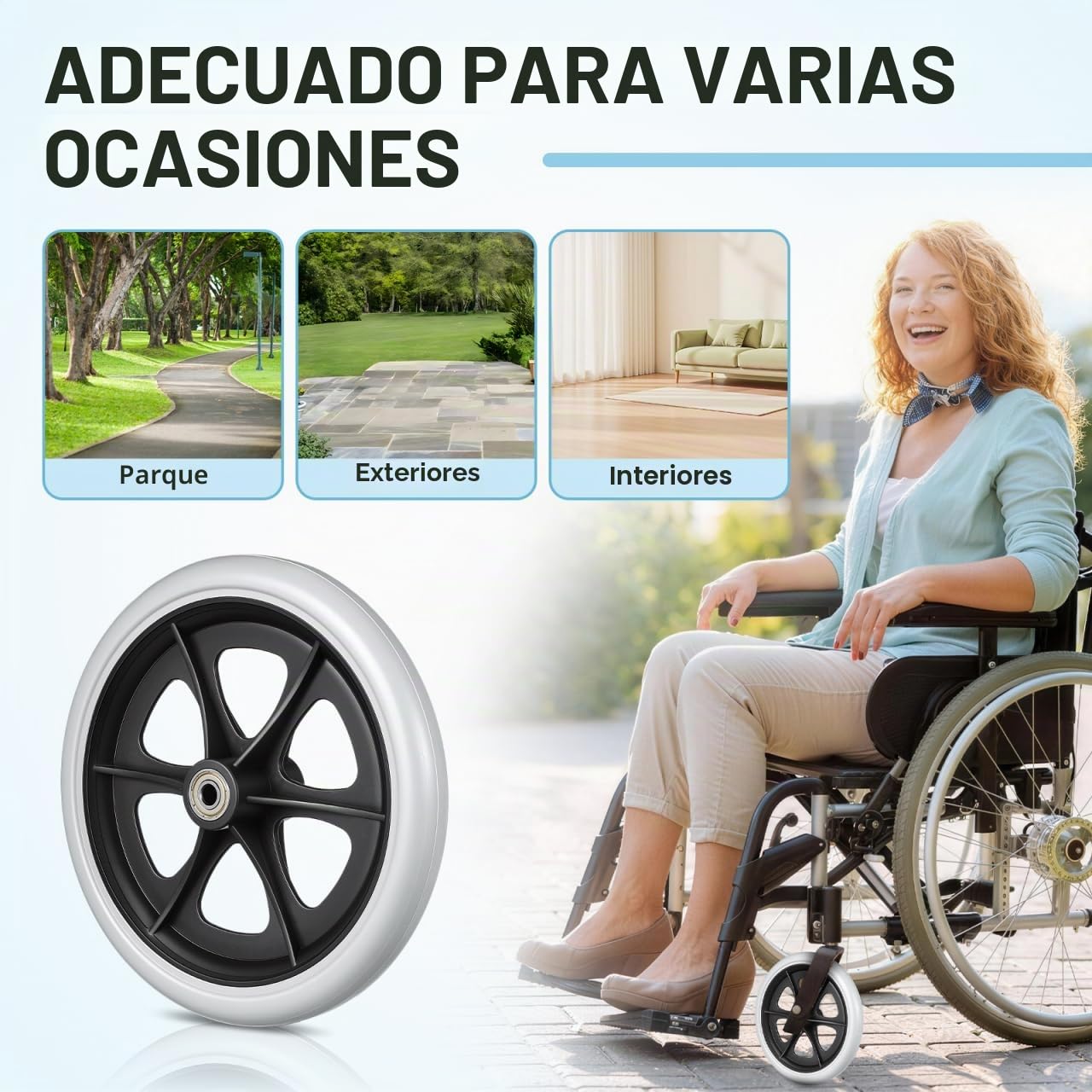 VILLCASE 2 ruedas de repuesto con tornillos para sillas de ruedas, ruedas de repuesto de 8 pulgadas para ruedas de silla de ruedas, repuesto de ruedas de goma, accesorios profesionales para sillas de
