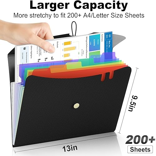 Miniatura 9 de Sooez Carpeta de archivos expandible de 7 bolsillos, organizador de archivos de acordeón premium, carpetas tamaño carta para documentos, elegantes
