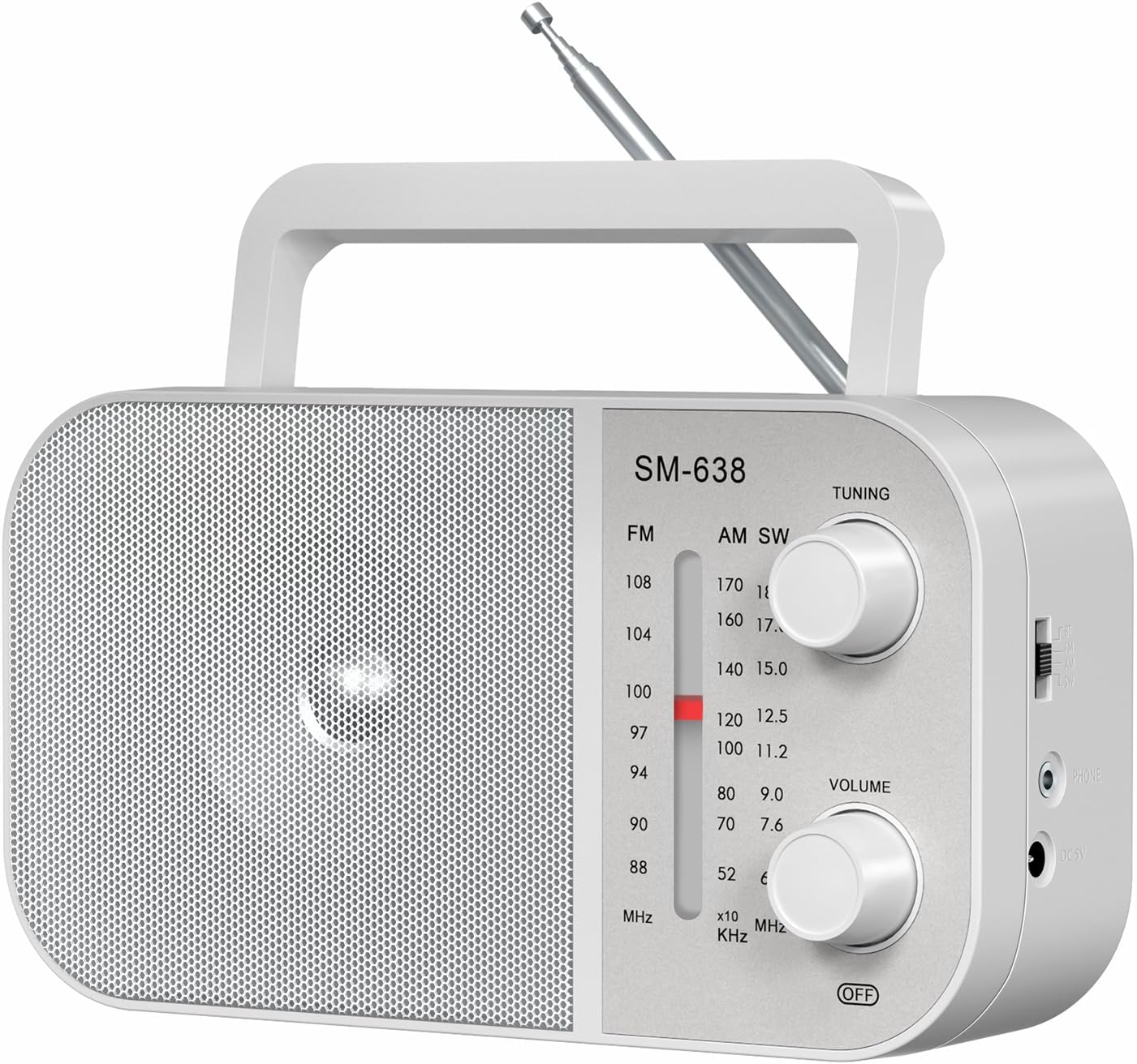 Portable AM FM SW Radio with Best Reception, Bluetooth Speaker Rechargeable Radio Poratble, AC Plug in or D Battery Powered, Build-in Speaker, Headphone Jack, Gifts for Seniors Elderly