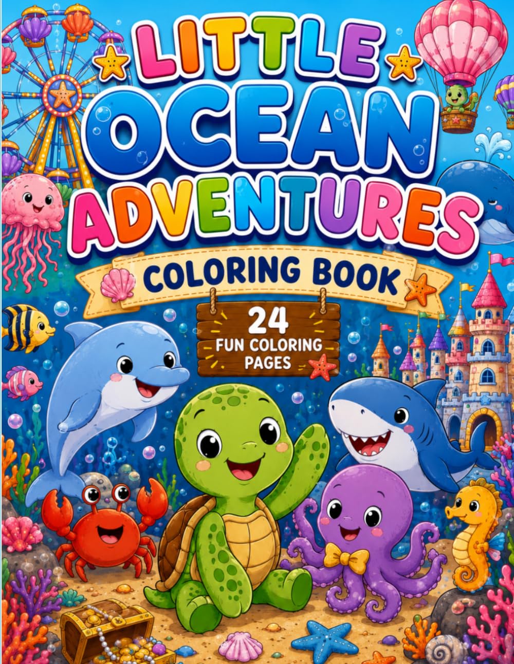 Little Ocean Adventures Coloring Book: 24 Fun Coloring Pages of Underwater Adventures, Cute Sea Friends & Ocean Magic
