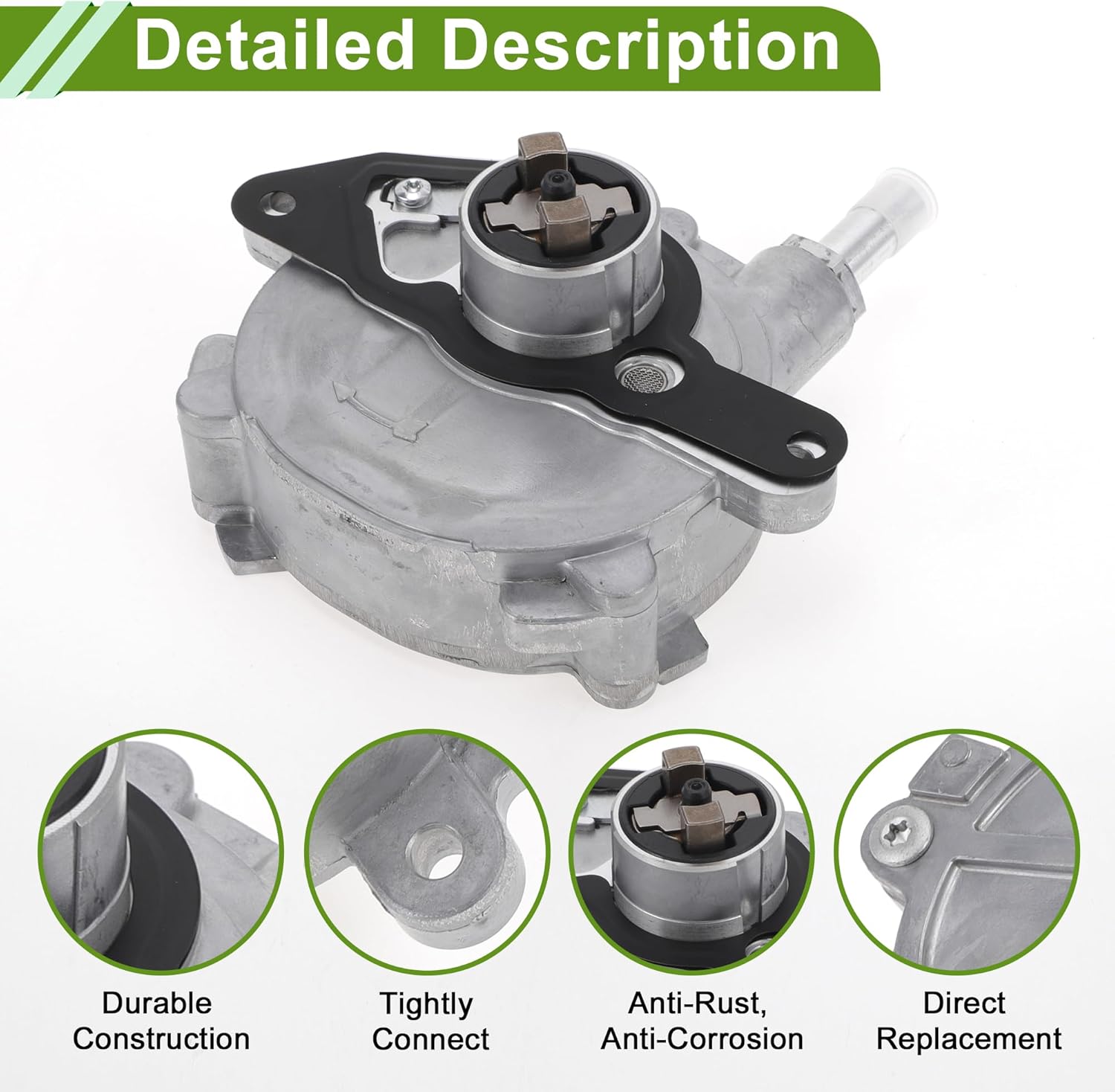 Brake Vacuum Pump No.2712301665/A2712301665 Engine Vacuum Pump for Mercedes-Benz C250 2012-2014 Aluminum Alloy Silver Tone 1 Pcs