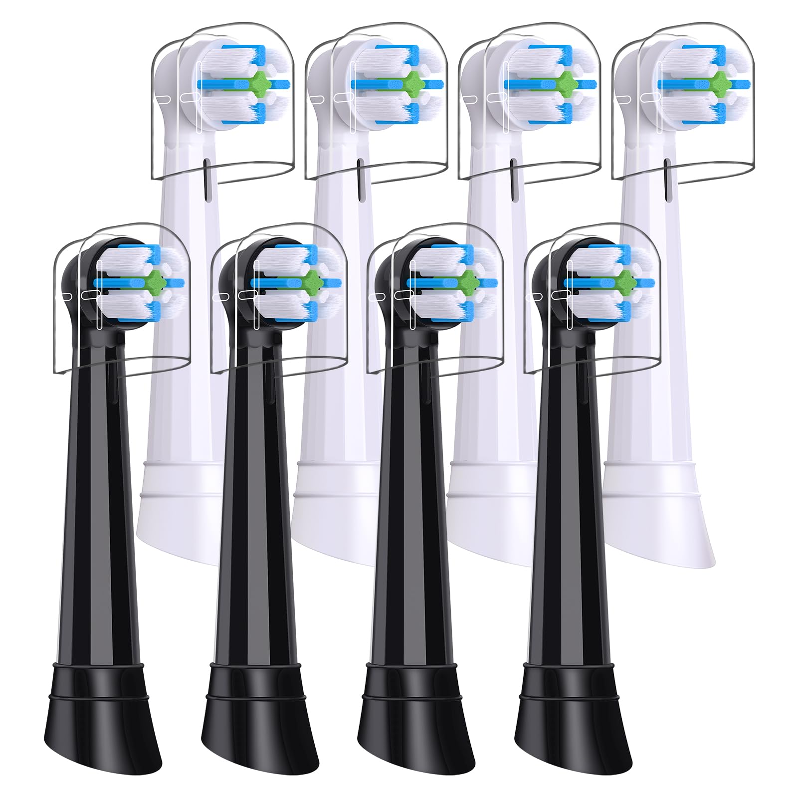 Recambio Cepillos Compatible con Oral B IO Cepillos Eléctrico, Cabezales Compatible con Oral B IO 2/3/4/5/6/7/8/9/10 Cuida tus Dientes y Encías (8 Negro/Blanco)