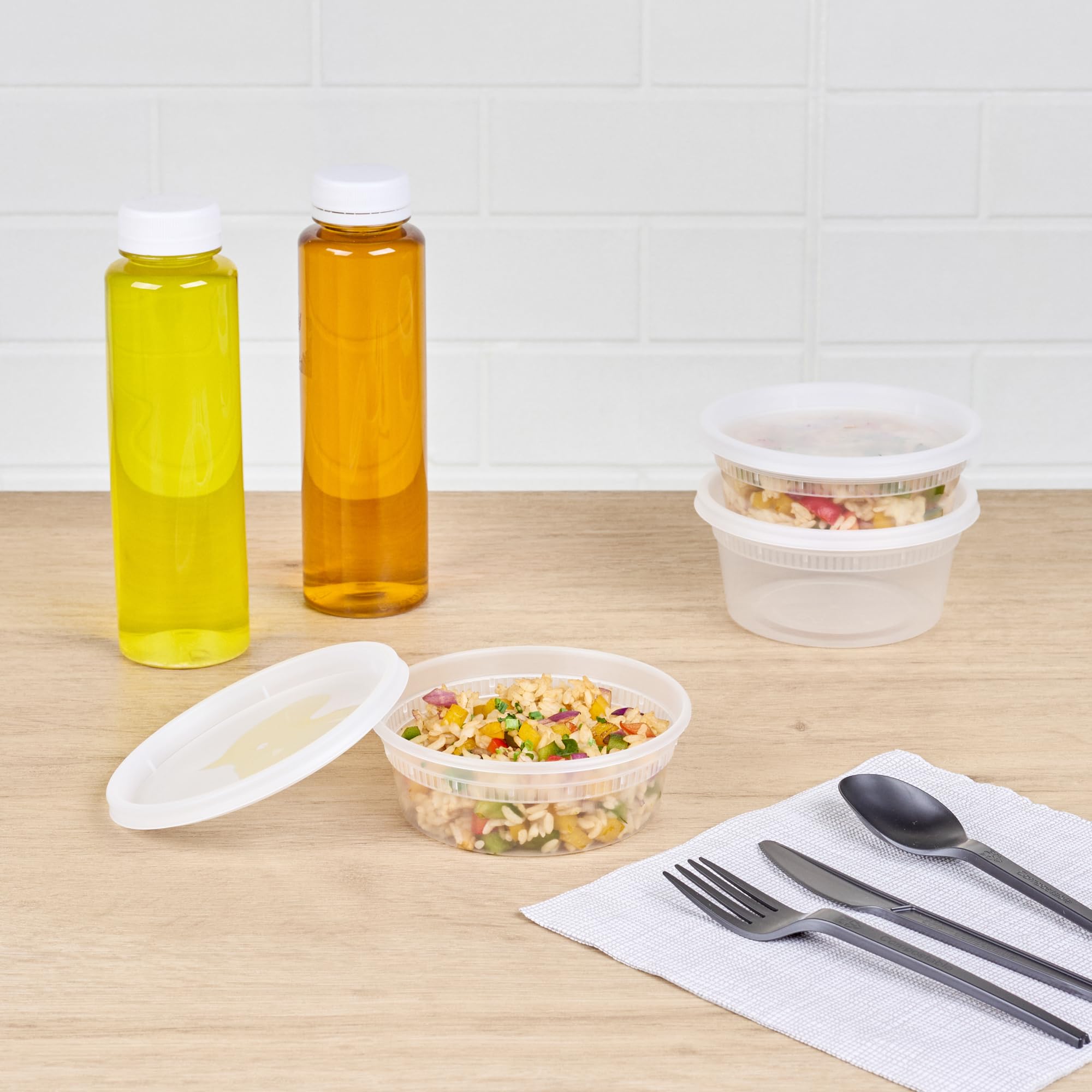 Restaurantware 339/Recipientes y tapas para sopa de sopa, 8 onzas, transparente