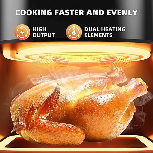 Miniatura 7 de Freidora de aire, freidoras de aire de 6 cuartos de galón con pantalla táctil de vidrio, ventanas transparentes, horno freidora de aire inoxidable