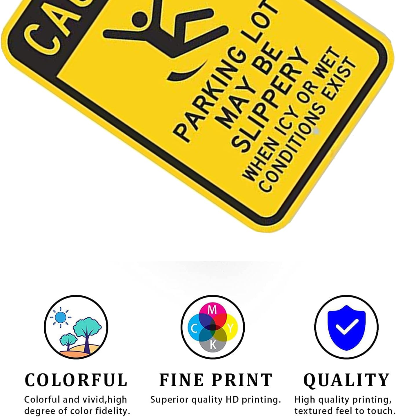 CCPARTON Metal Caution Parking Lot Slippery When ICY Or Wet Sign Warning Safety Traffic Road Aluminum Indoor Outdoor Sign 8x12 Inches image 2