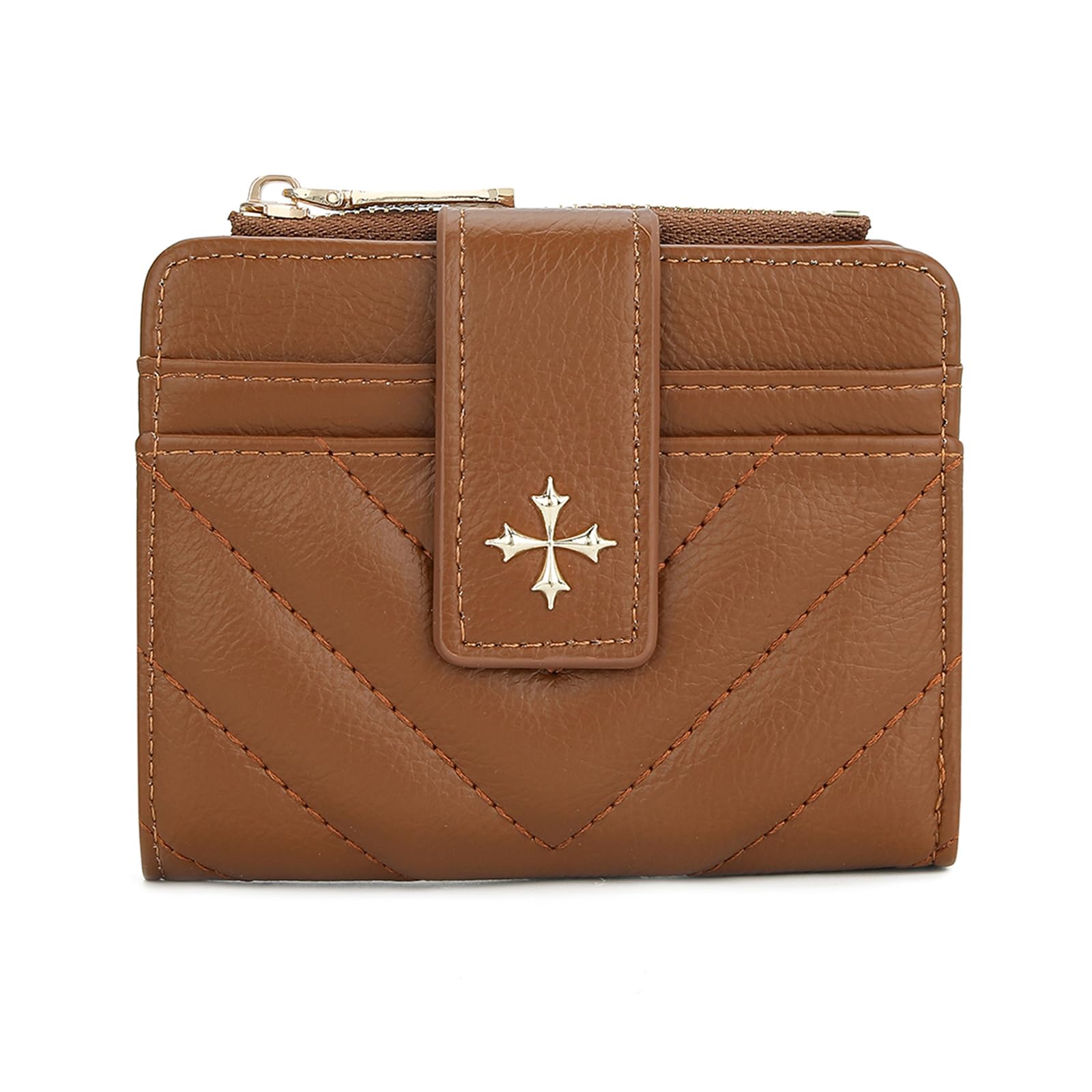 LEEXTON Geldbörse Damen aus glattem und weichem Kunstleder PU Leder，RFID Schutz Portemonnaie， Mit 7 Kartenfäche und Reißverschluss Münztasche Geldbeutel Damen