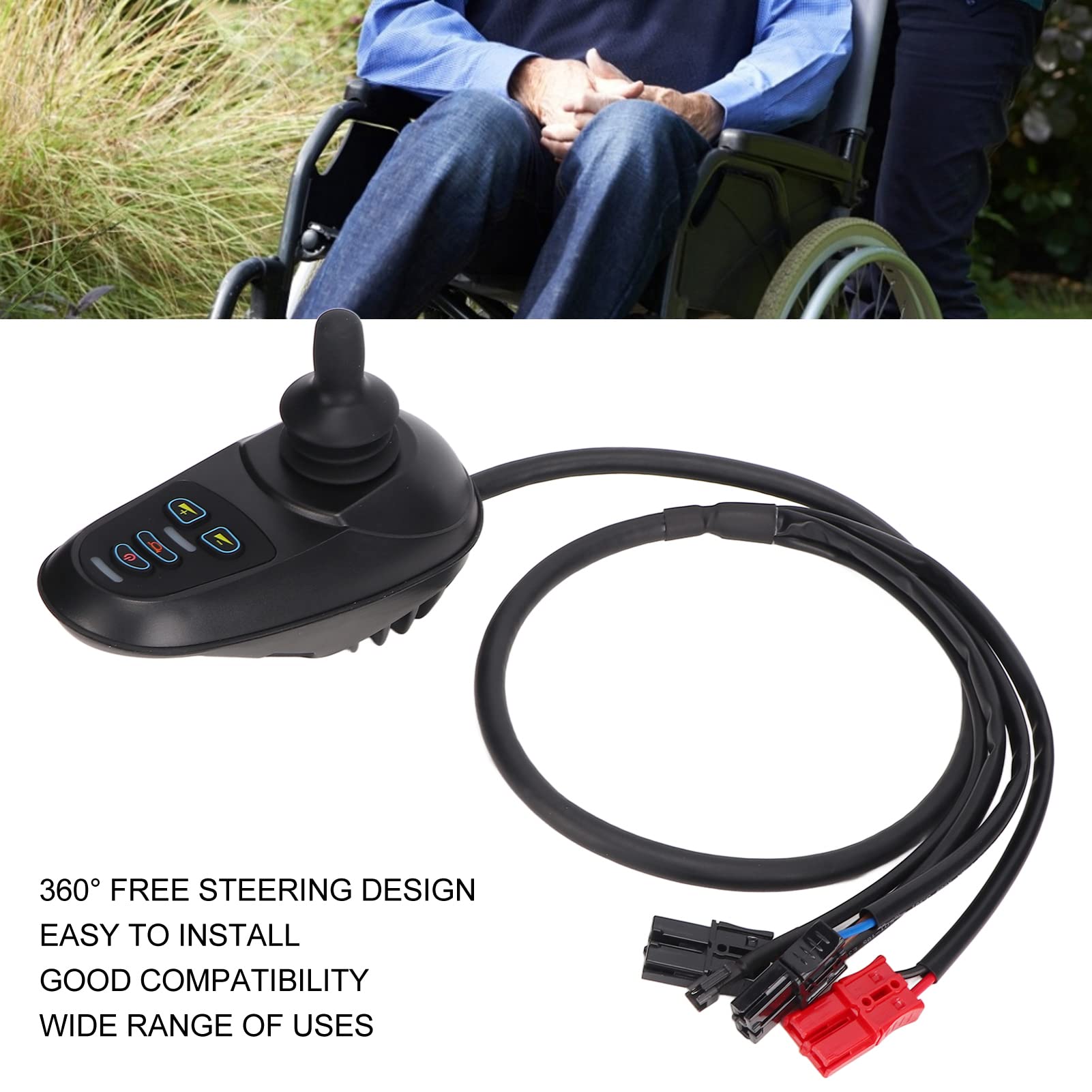 Yunseity Joystick para Silla de Ruedas, Controlador de sillas de Ruedas eléctricas con Motor de Cepillo de 24 V, Accesorios para sillas eléctricas Impermeables IPX5