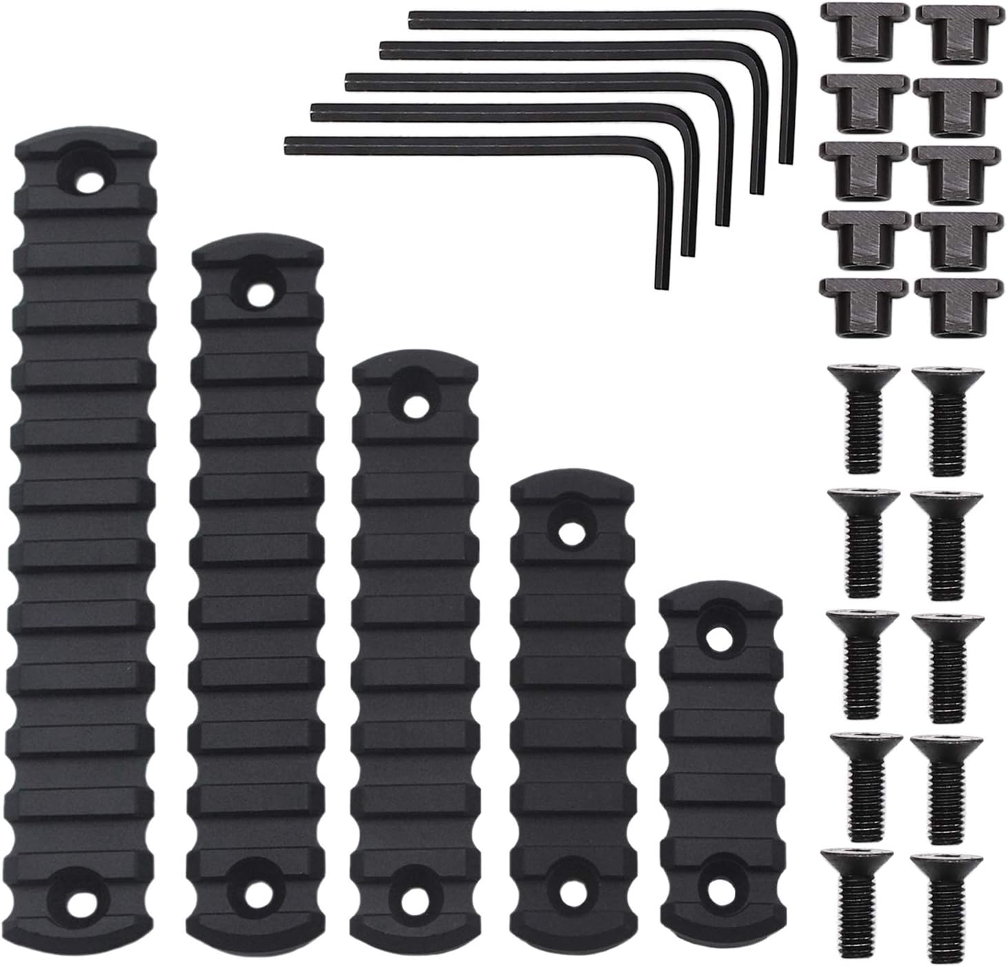GOODTAC Universal 5,7,9,11,13slots Picatinny Rail Section with Dual Interface Compatible of Keymod & Mloc (Black)-5 Pack : Sports & Outdoors