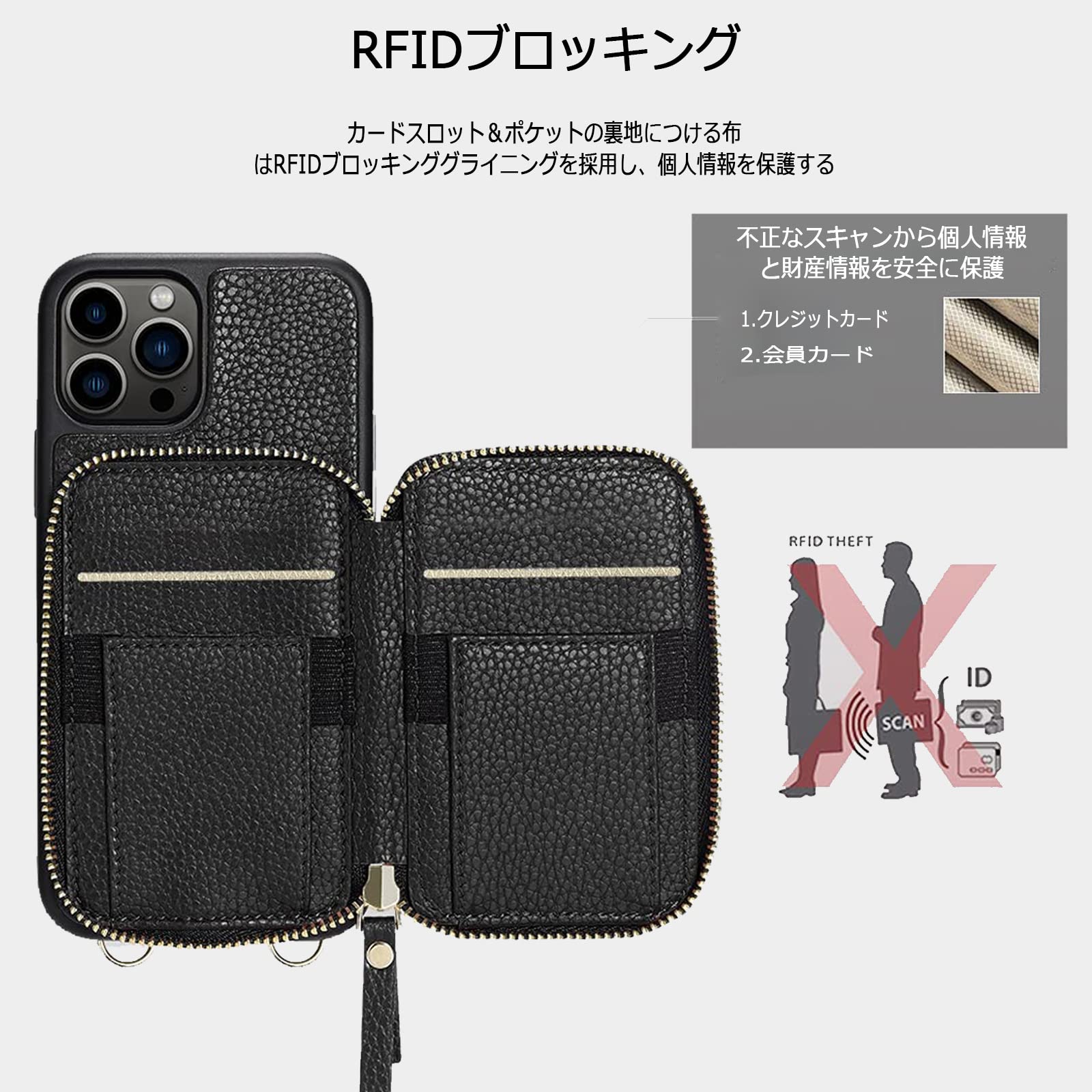 Amazon.co.jp: ZVE iPhone 13PRO用ケース カード収納ケース 6.1