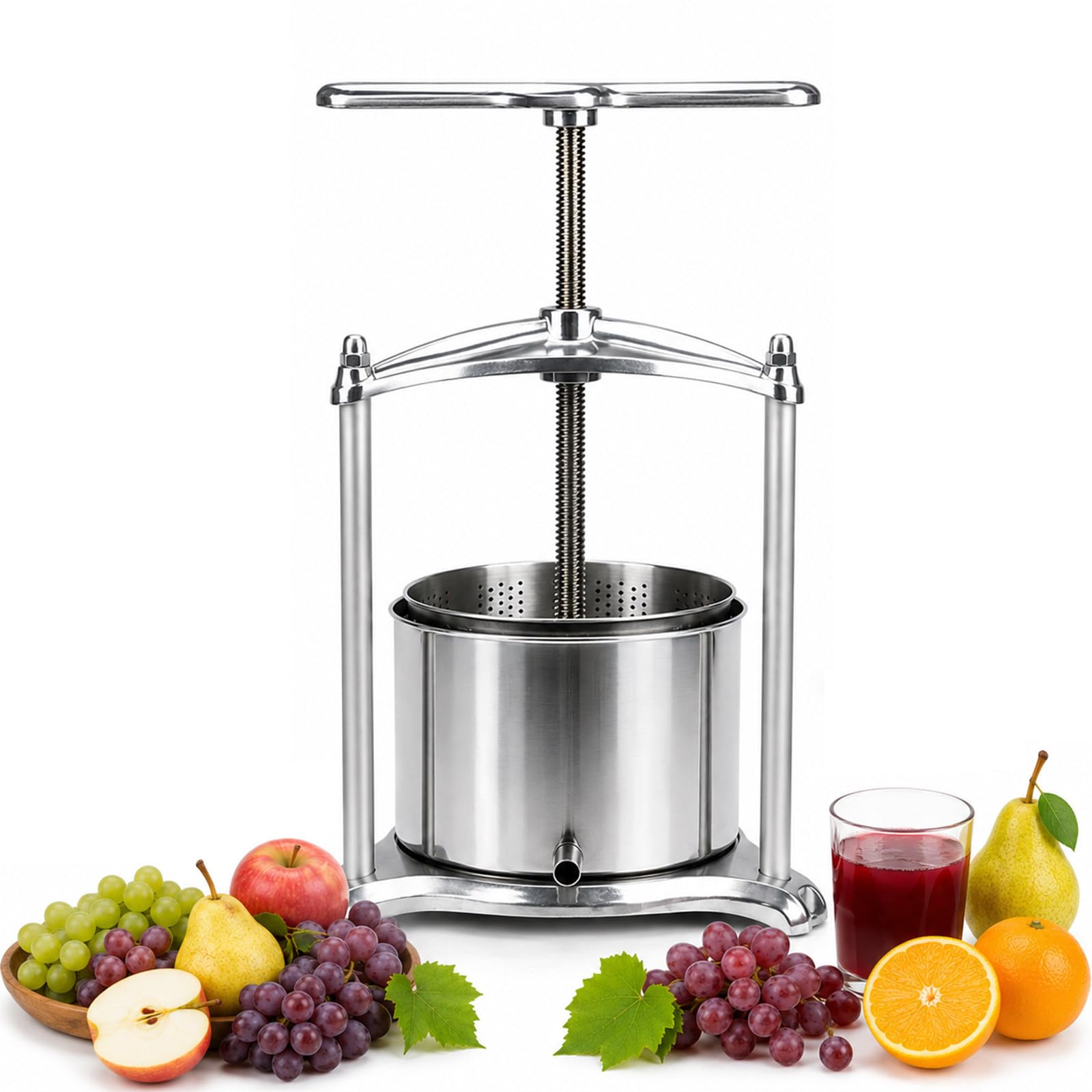 Spremiagrumi manuale in acciaio inox, per frutta e sidro e girarrosto 3L