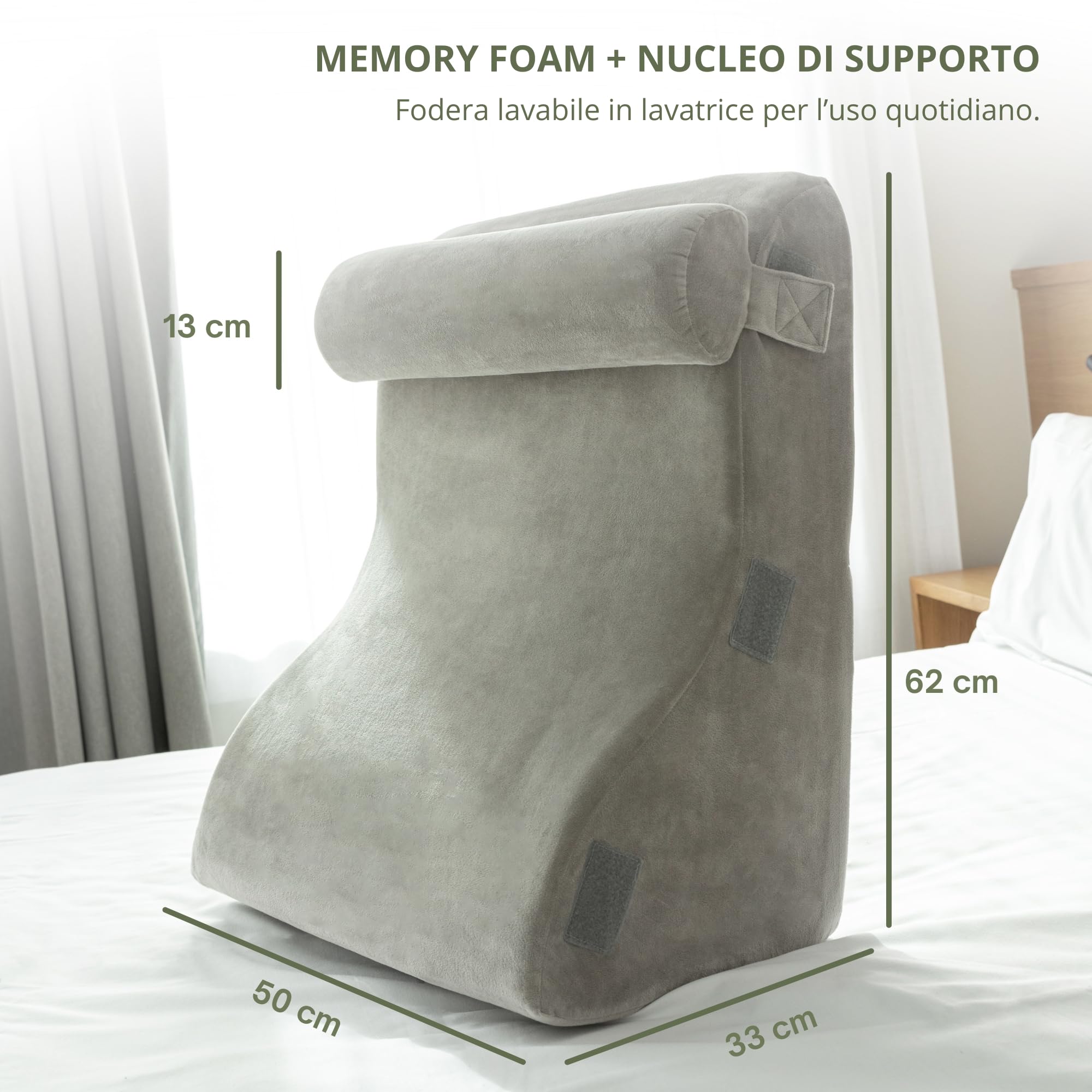 Cuscino Schienale Letto e Cuscino da Lettura | Cuscino a Cuneo Antireflusso Adulti Ergonomico – Cuscino Schienale Divano con Fodera Lavabile e Supporto Schiena Collo