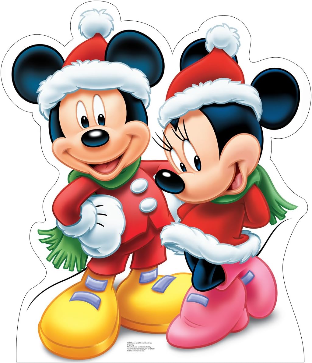 Cardboard People Mickey & Minnie Christmas Life Size Cardboard Cutout Standup