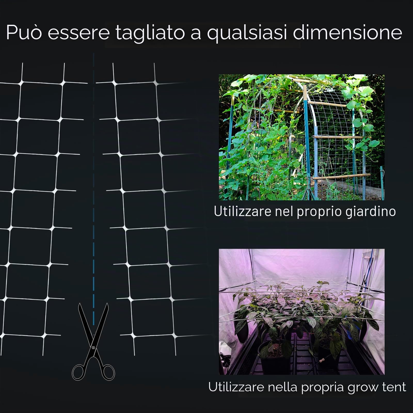 2m x 100m Rete da traliccio resistente bianca - Maglia quadrata da 15 cm - Rete di supporto per piante in polipropilene PP per piante rampicanti, verdure e fiori