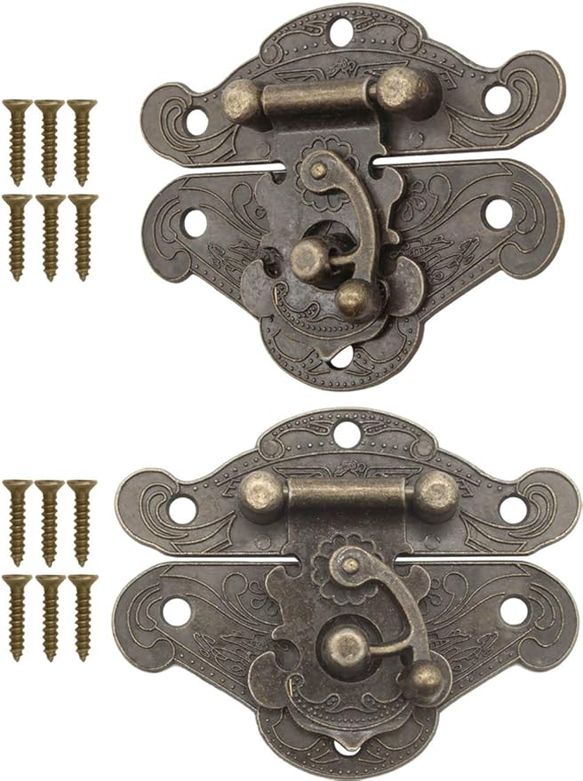 20 Ganci Vintage Per Scatole Di Legno - Chiusure Antiche In Ottone Per Portagioie E Scrigni - Foto 5