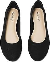 Ataiwee Women's Wide Width Ballet Flats - Comfortable Round Toe Shoes with Memory Foam Insole, Non-Slip Sole for Plus Size Feet