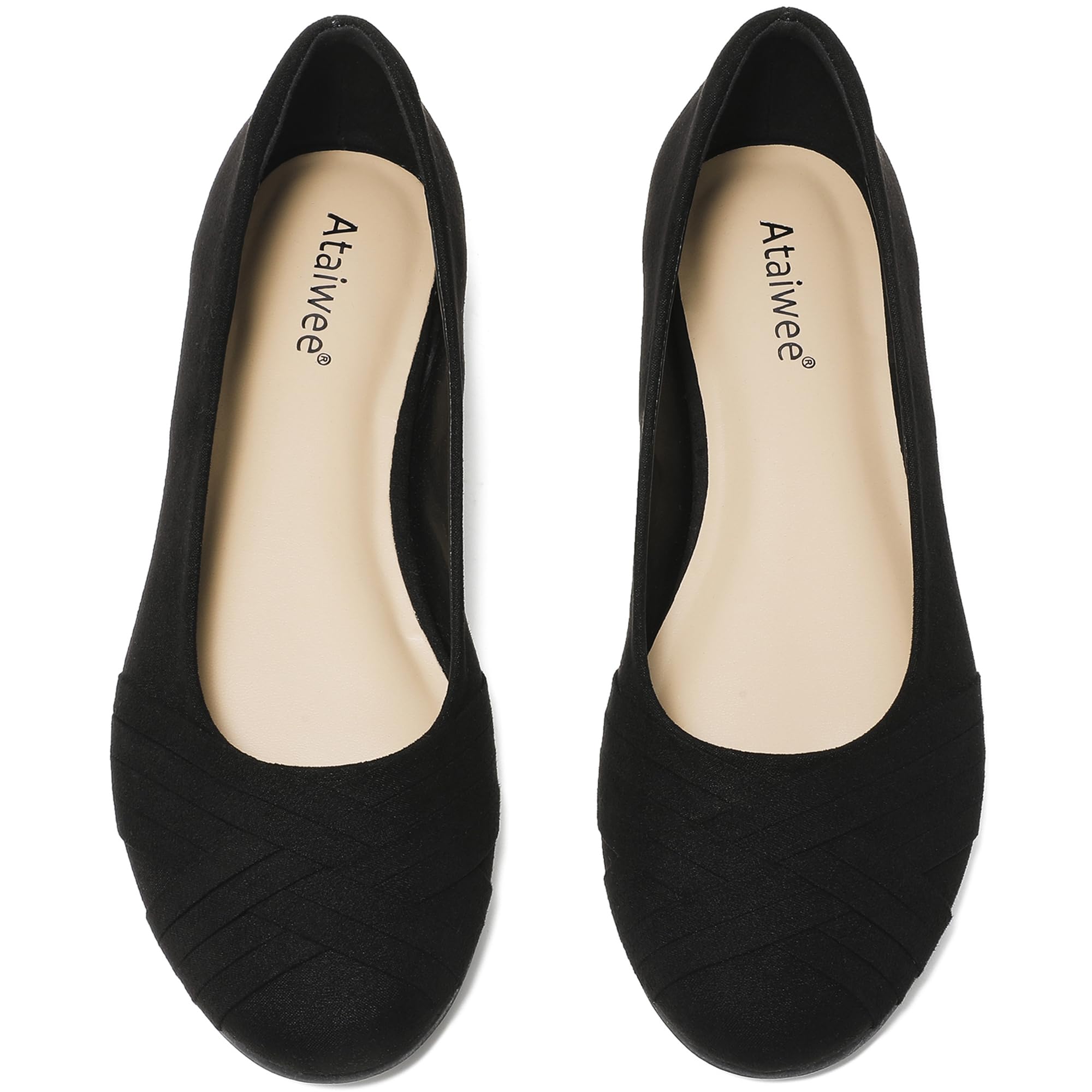Ataiwee Women's Wide Width Flats Shoes - Casual Comfortable Round Toe
