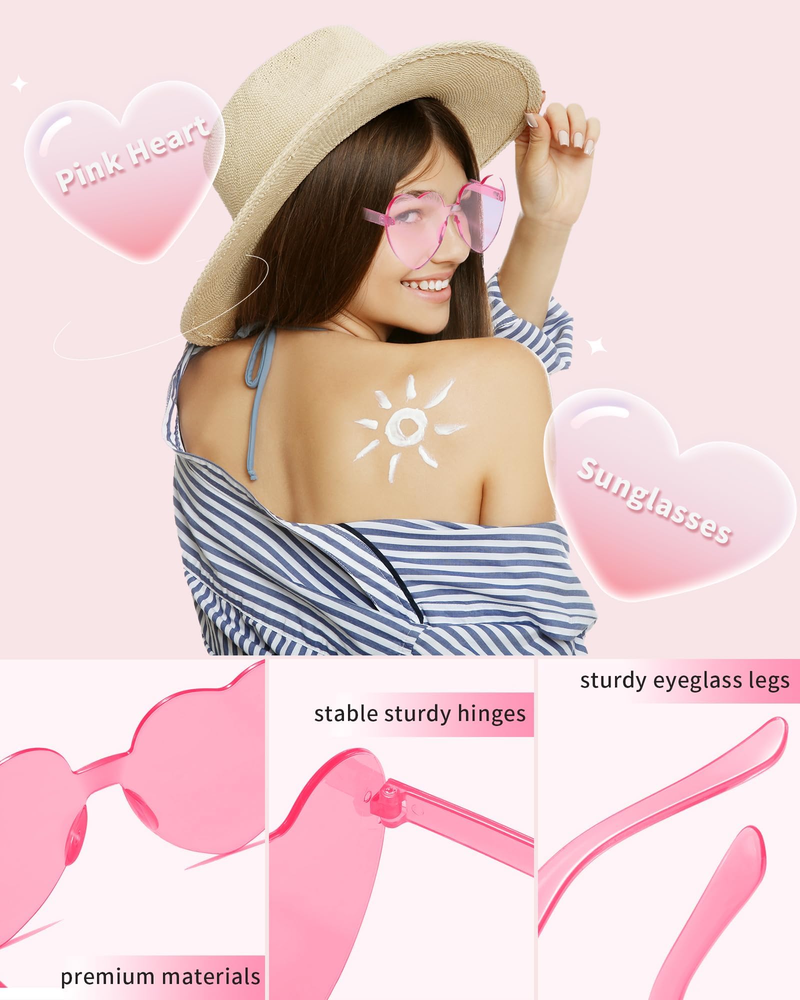 Pink Heart Shaped Colored Glasses Bulk Pack Women Party Birthday Fun S699e0e549ff940dfadfec73d23e16  main image 3